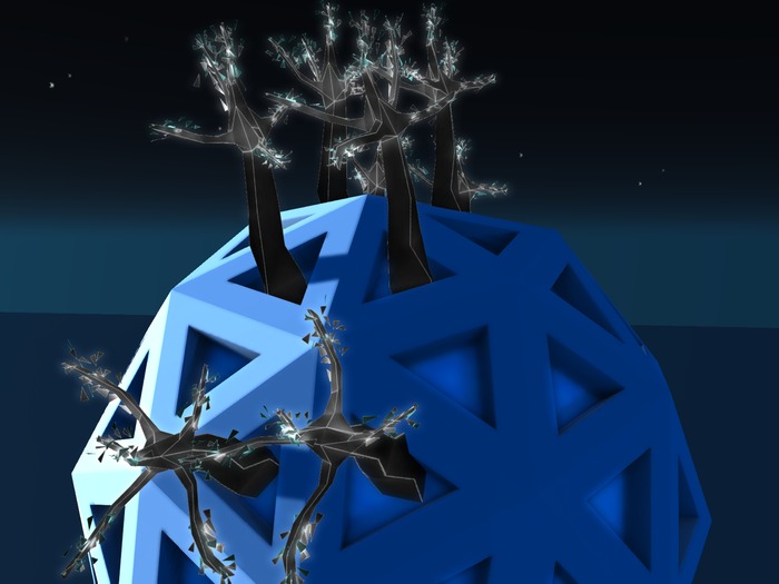 Mesh Trees and Sphere in "Digital Style"