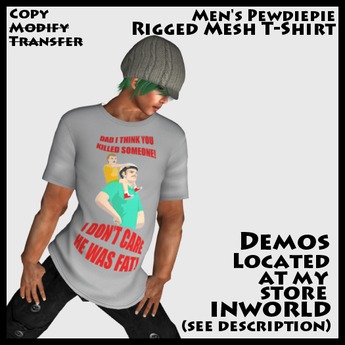 Second Life Marketplace Mekky S Rigged Mesh T Shirt Male Pewdiepie 2 