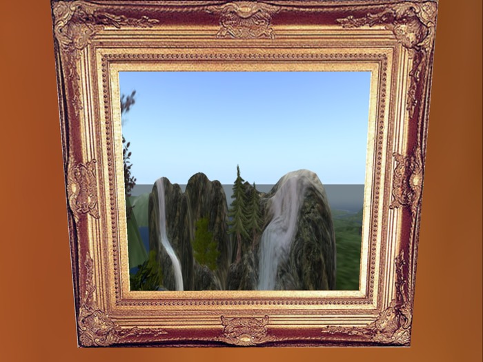 double rock waterfall framed