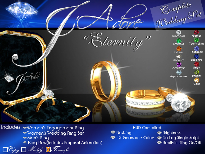!J'Adore! "Eternity" Full Wedding Set (All Rings)