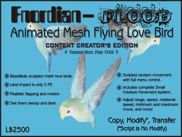 Fnordian-FLOOD: Animated Mesh Flying Love Bird (C/M) (Boxed)