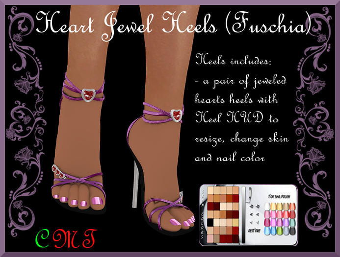 ~SPC~ Heart Jewel Heels - Fuschia