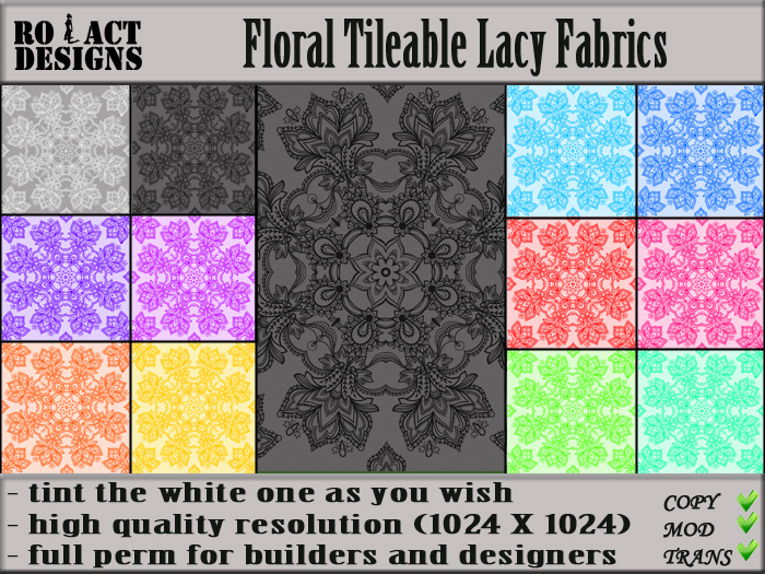 Ro!Act Designs 12 Floral Tileable Lacy Fabrics