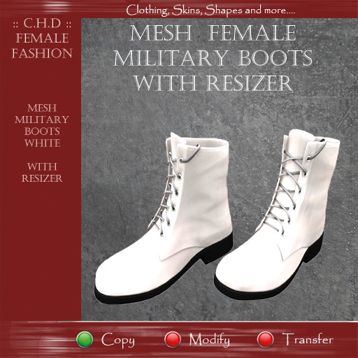 ::[>C.H.D.<]:: Women Military Boots White