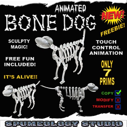 SCULPTED ANIMATED BONE DOG 2013 FREEBIE