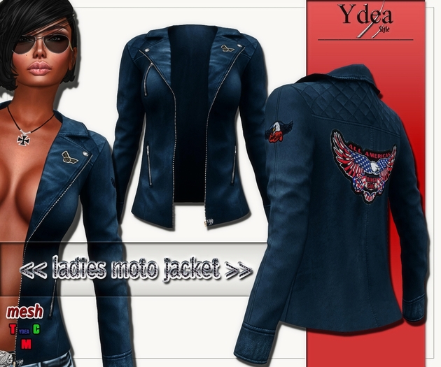*Ydea* Ladies Moto Jacket Navy