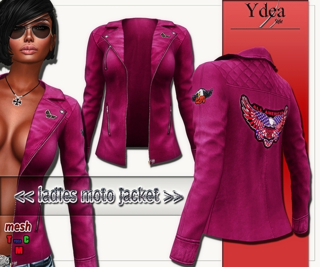 *Ydea* Ladies Moto Jacket Magenta