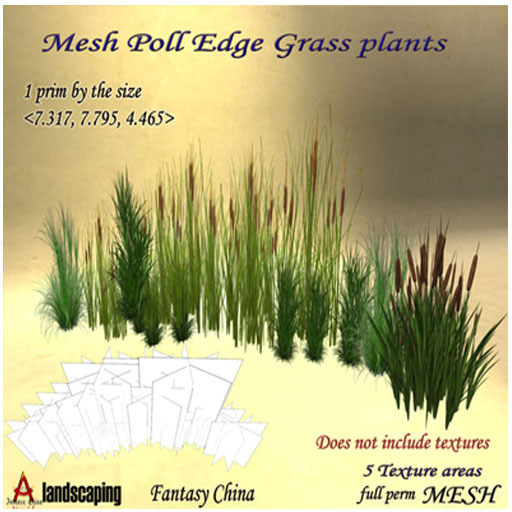 Mesh Pool Edge Grass plants model full perm 