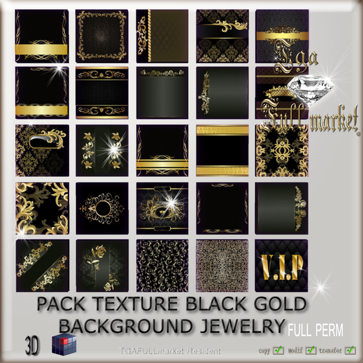 PACK TEXTURE BLACK GOLD BACKGROUND JEWELRY