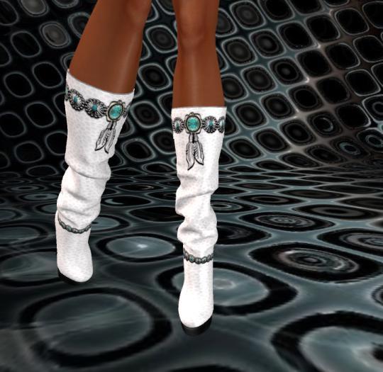 DB~TOO SEXY LEATHER WHITE BOOTS (RIGGED MESH)