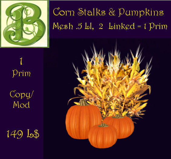 Mesh Corn Stalks and Pumpkins, .5LI