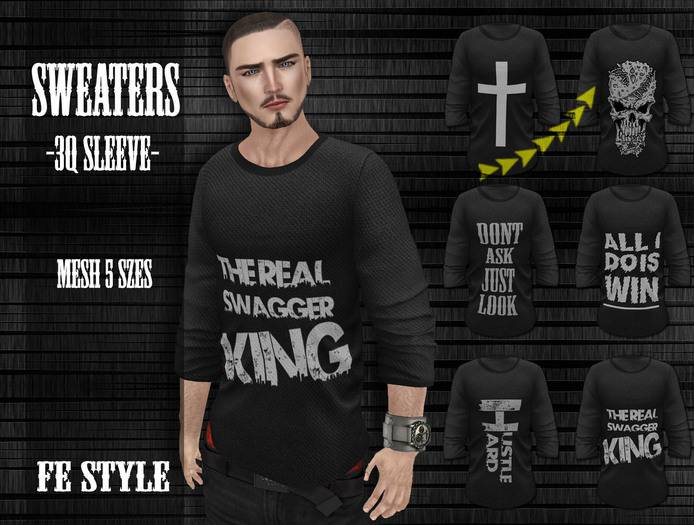 ::Fe Style:: Skull - 3Q Sleeve Sweater