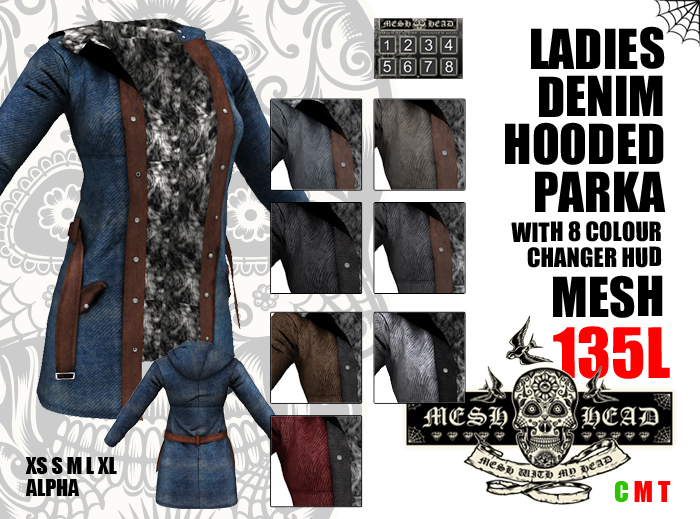 Mesh Head - Ladies Denim Parka - All Sizes