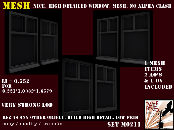 Second Life Marketplace - High detailed FP mesh window Li = 0.500 M0211