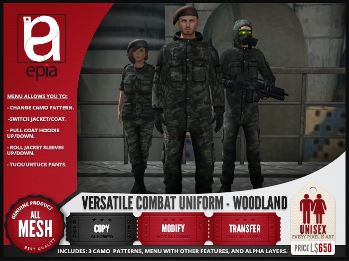 (epia) - Versatile Combat Uniform - Woodland (female)
