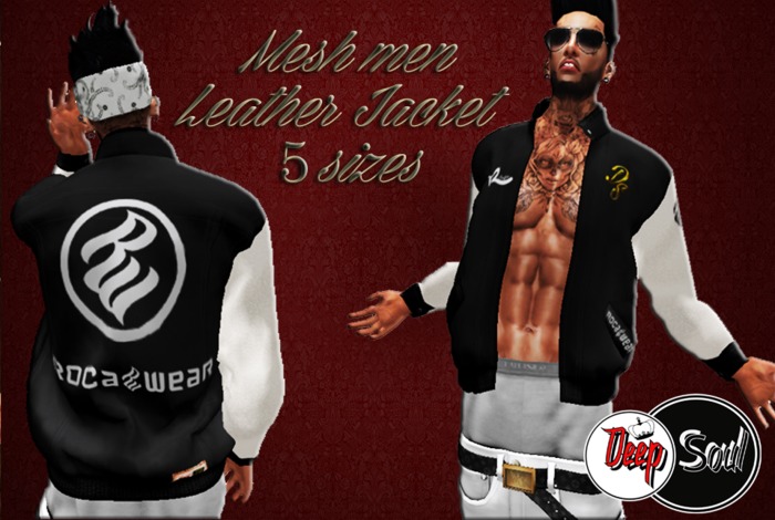D.S Mesh_Men Rocca Leather  black Jacket 5 sizes