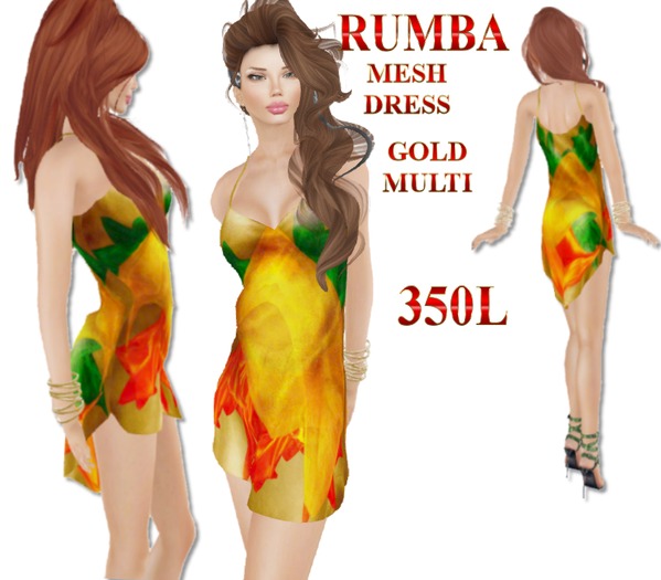 BB RUMBA MESH DRESS - GOLD MULTI DEMO