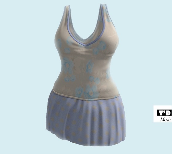 TD- VINTAGE Short Dress Blue (Mesh All Sizes)