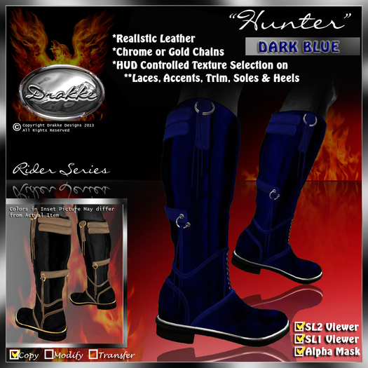 !Drakke! "Hunter" Men's Riding Boots (Dark Blue)