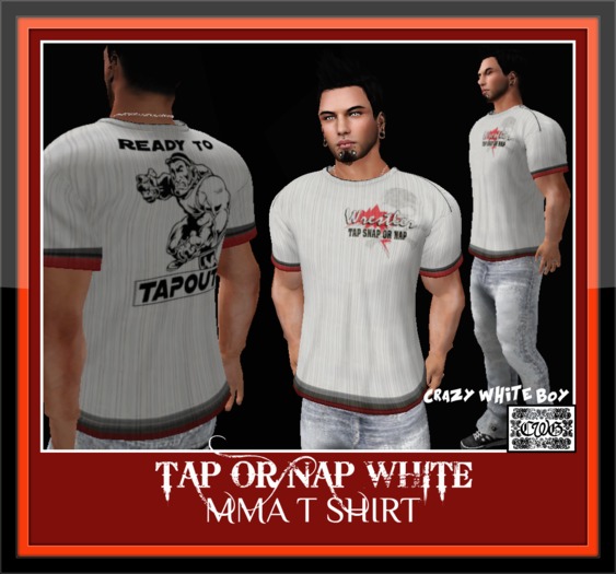 TAP OR NAP WHITE MMA T SHIRT MESH