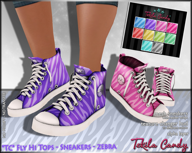 *TC* Fly Hi Tops - Sneakers - Zebra - 10 Colors