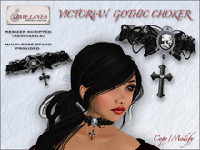 Timelines Victorian gothic choker in black & silver