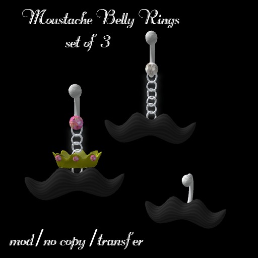 ~WC~ Moustache Belly Ring trio