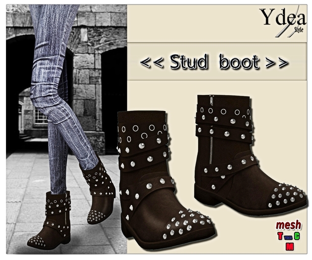 Leather Stud Boot brown