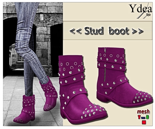 Leather Stud Boot pink