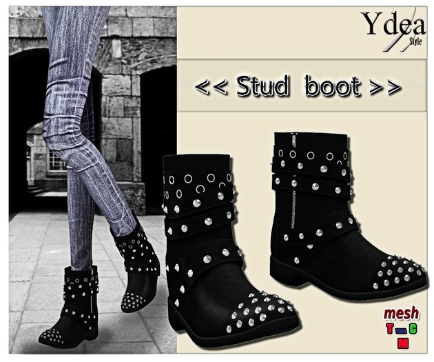 Leather Stud Boot black
