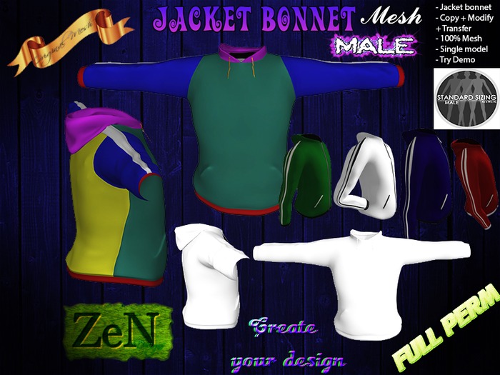 <<ZeN///Desings>> Jacket Bonnet Male Full Perm