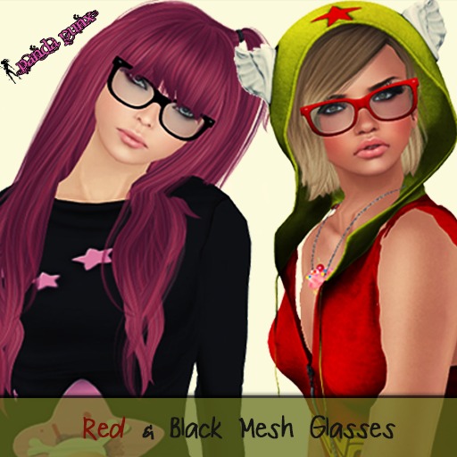 .:Panda Punx.: Nerd Mesh Glasses-Black & Red