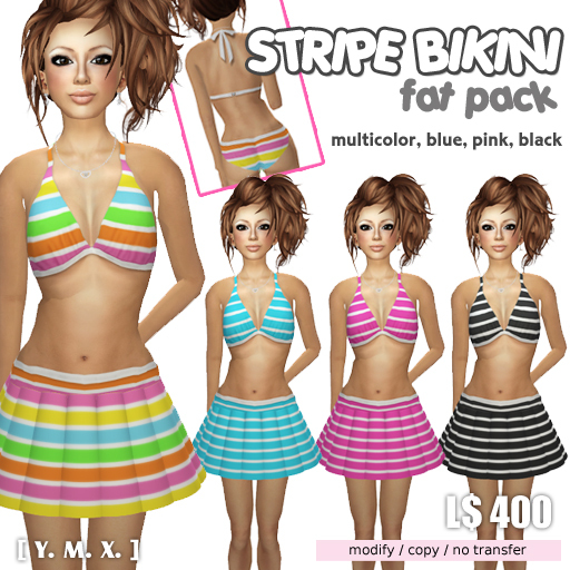 [Y.M.X.] stripe bikini fat pack