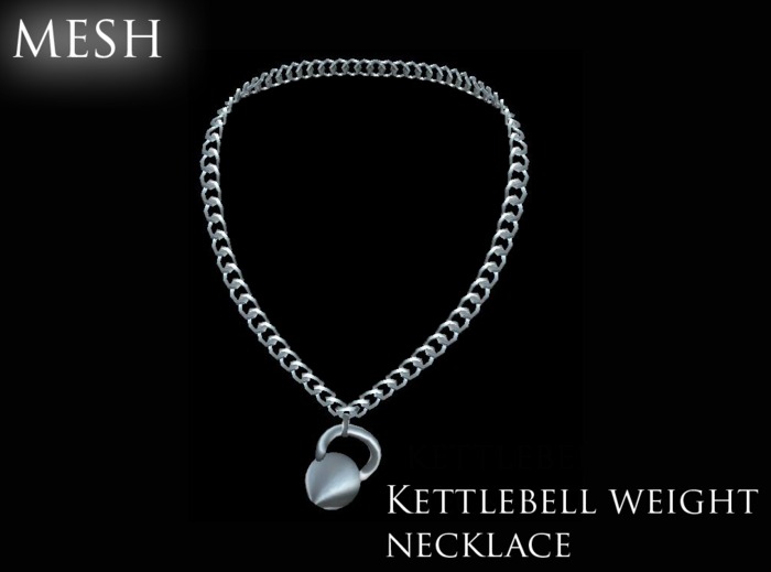 Mesh silver kettlebell weight necklace