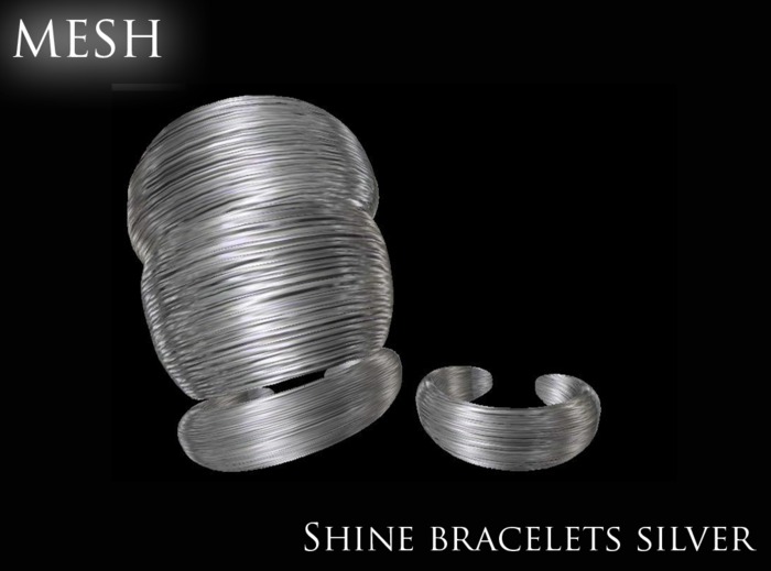 Mesh silver shine cuff bangles