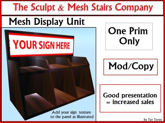 Mesh Display Unit With Sign Panel 1 Prim