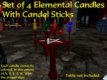 4 Elemental Candles w/ Candle Holders