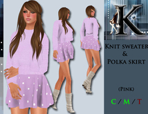 *Keresma* Knit sweater and polka skirt - pink