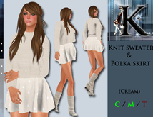 *Keresma* Knit sweater and polka skirt - cream
