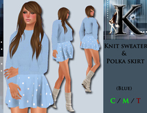 *Keresma* Knit sweater and polka skirt - blue