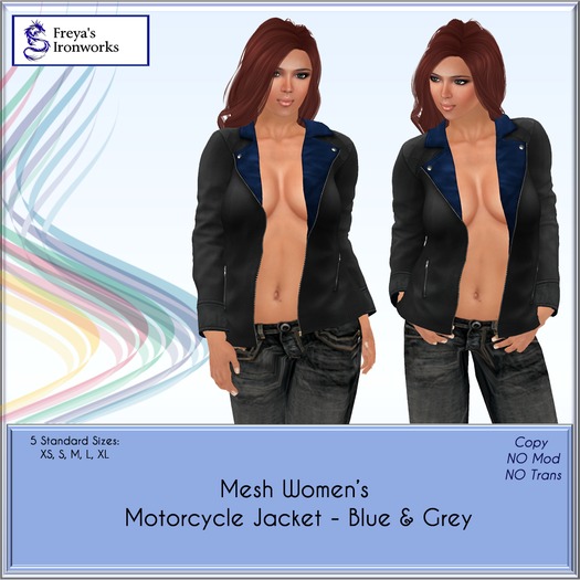 Mesh Women's Motorcycle Jacket - Blue & Grey