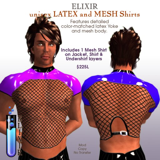 ELIXIR Latex & Mesh Shirts- Red