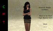 ABO - high waisted skirt black & tan plaid