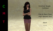 ABO - high waisted skirt pink & black plaid