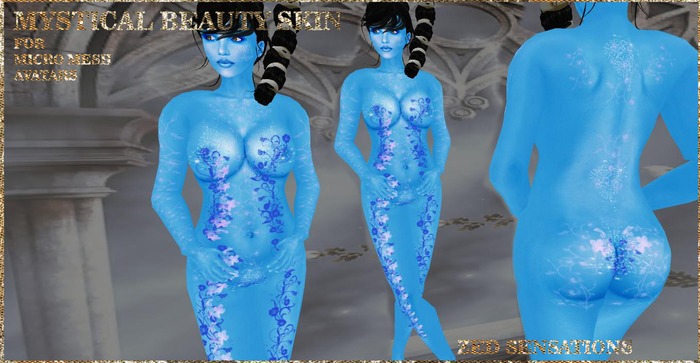 Zed Sensations*.Mystical Beauty skin blue for magical micro mesh pixie avatars