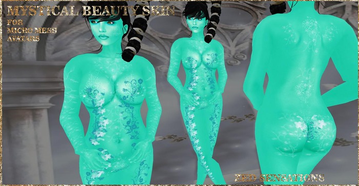 Zed Sensations*.Mystical Beauty skin aqua for magical micro mesh pixie avatars
