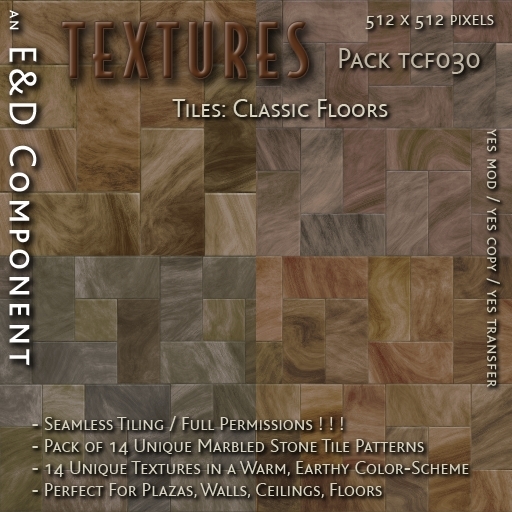 [TCF030] 14 Unique Marbled Stone Tile Pattern Seamless Textures from E&D ENGINEERING