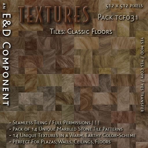 [TCF031] 14 Unique Marbled Stone Tile Pattern Seamless Textures from E&D ENGINEERING