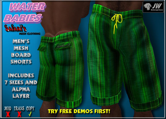 Safari's - Men's Boards Pinstripe Green