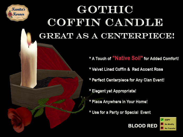 KK* Gothic Coffin Candle - Red